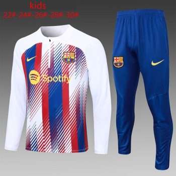 Sudadera Entrenamiento Ninos FC Barcelona 2024 Blanco Azul