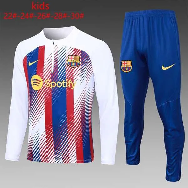 Ninos Sudadera De Training Barcelona 2024 Blanco Azul Sudadera Entrenamiento Ninos FC Barcelona 2024 Blanco Azul