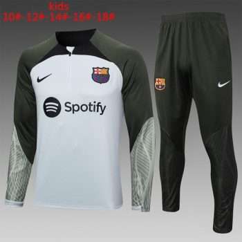 Sudadera Entrenamiento Ninos FC Barcelona 2024 Blanco Gris