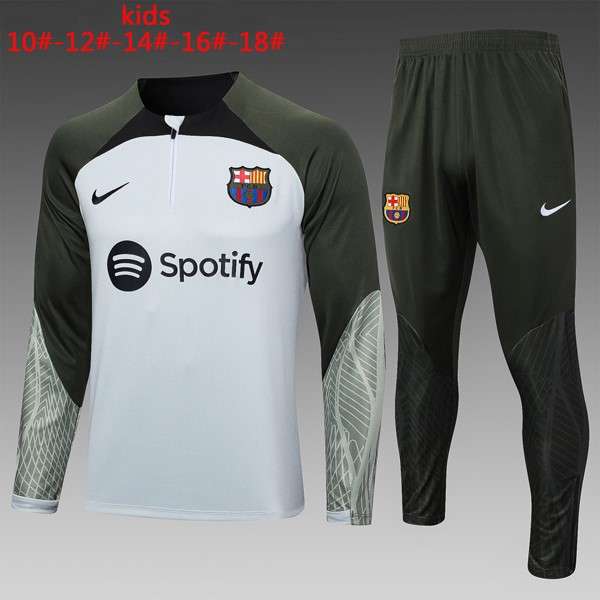 Ninos Sudadera De Training Barcelona 2024 Blanco Gris Sudadera Entrenamiento Ninos FC Barcelona 2024 Blanco Gris