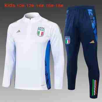 Sudadera Entrenamiento Niños Italia 2024 2025 Blanco Azul